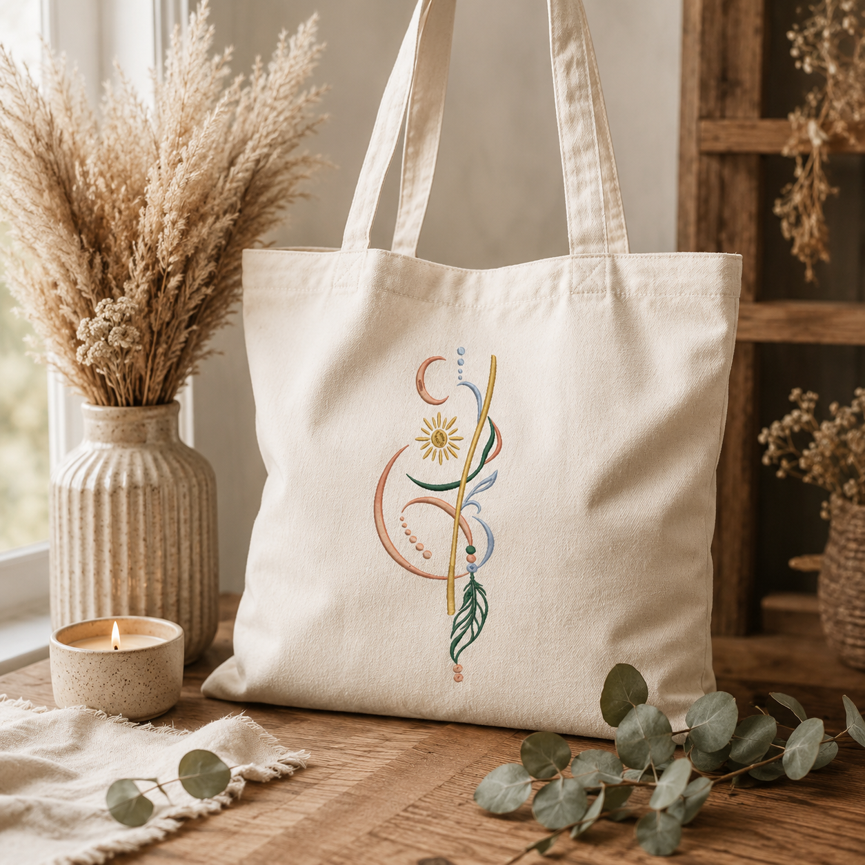 Dezentes besticktes Monogramm-Motiv